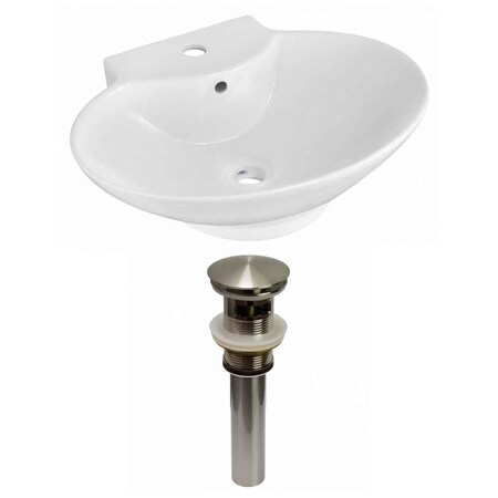 American Imaginations 22.75-in. W Wall Mount White Vessel Set For 1 Hole Center Faucet AI-31122